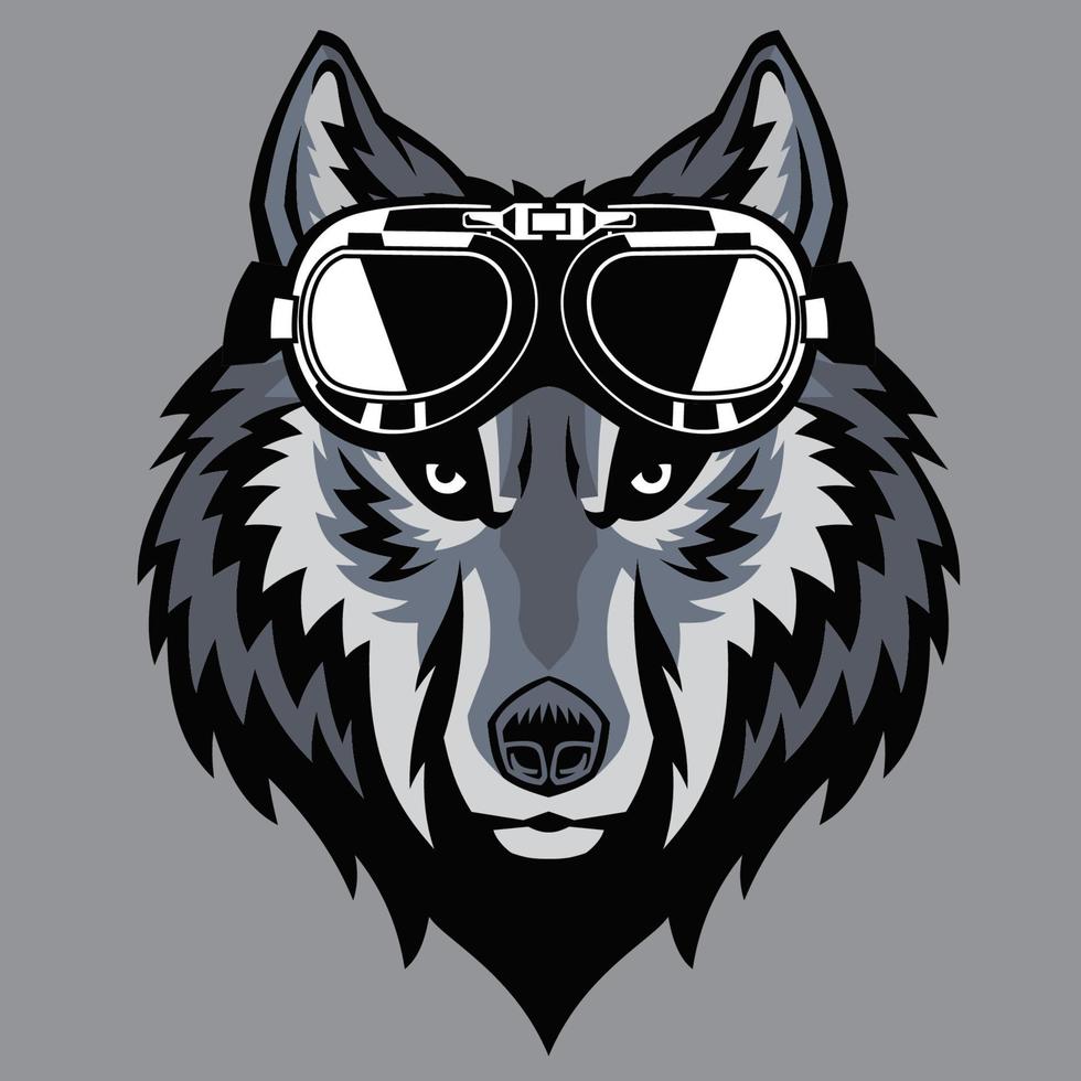 wolf head wearing a goggle vector