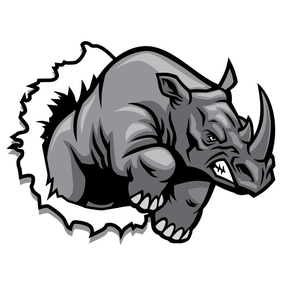 rhino ripping the white blank paper vector