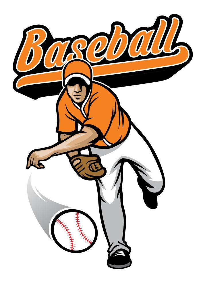 baseball pitcher throwing the ball vector