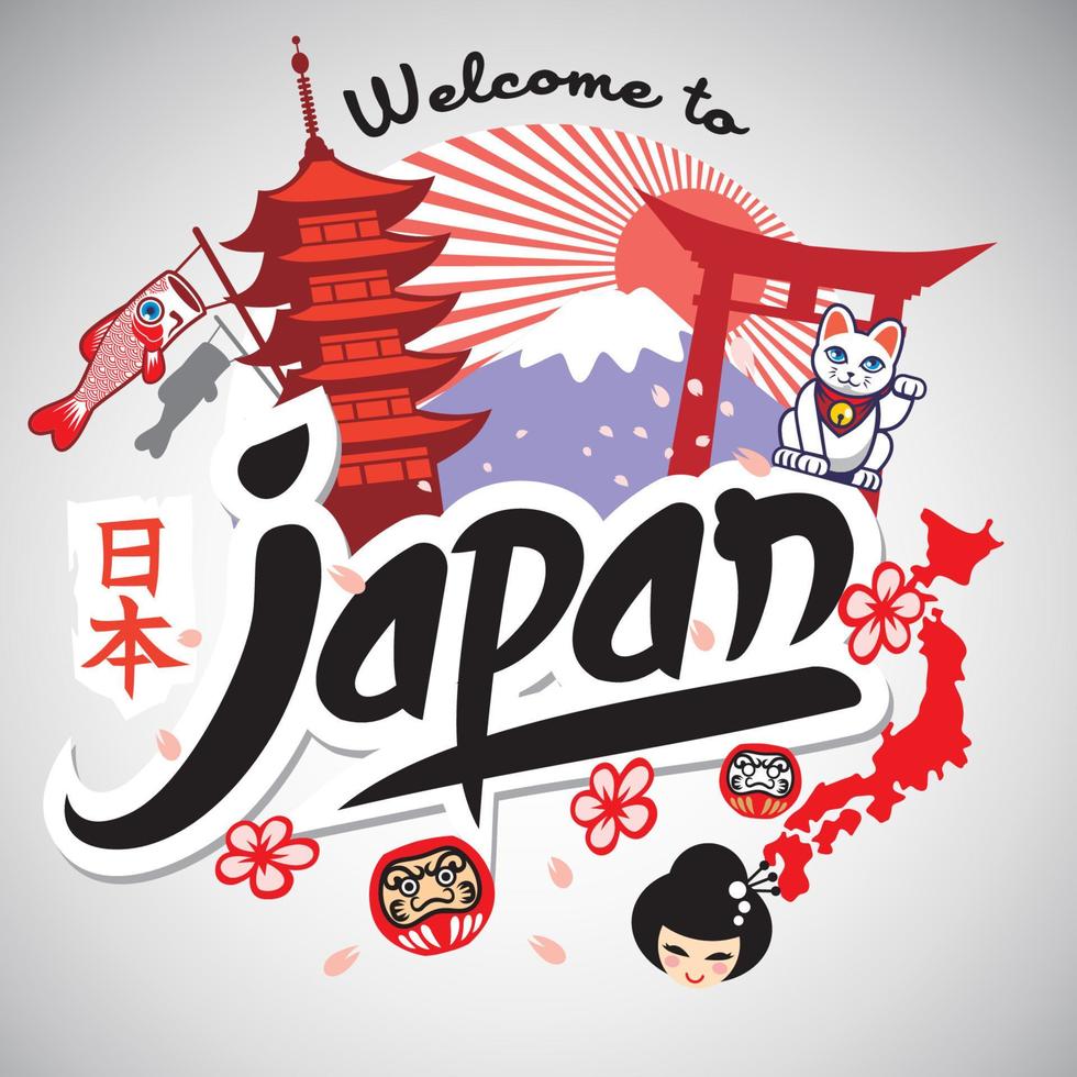 saludo serie Bienvenido a Japón vector