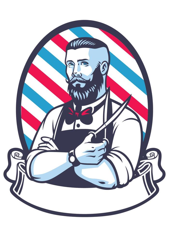 Retro illustration of barber man vector