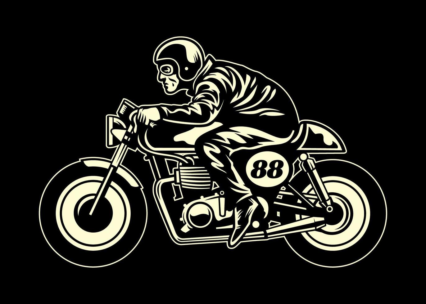 man ride a cafe racer vector