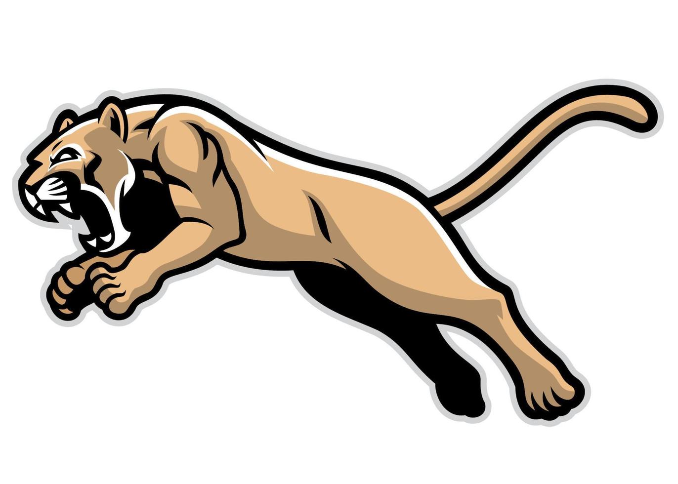 jumping cougar mascot vector