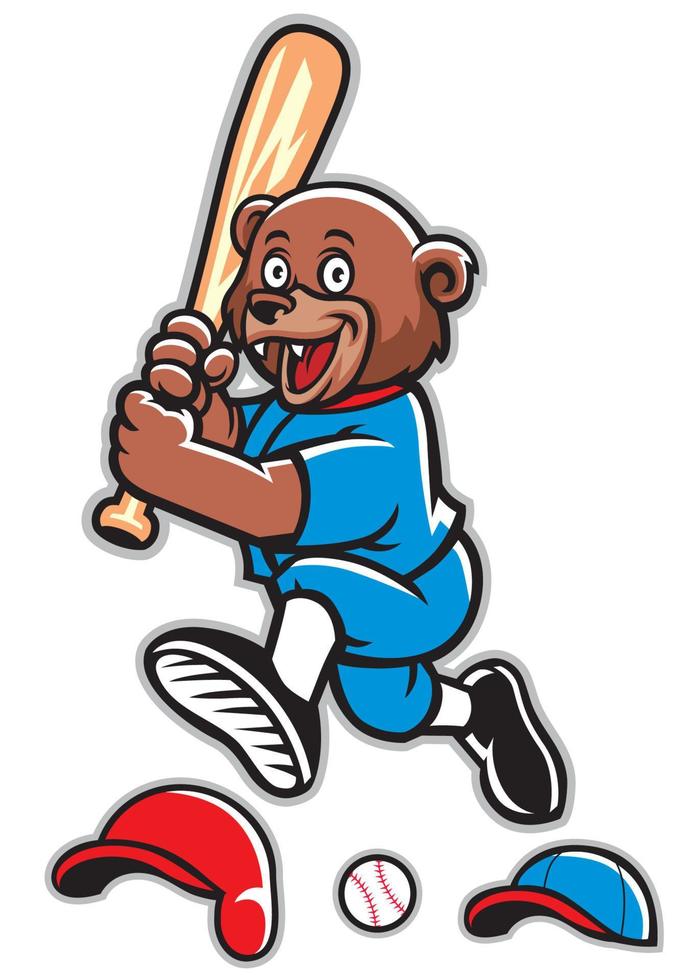 baseball bear mascot vector