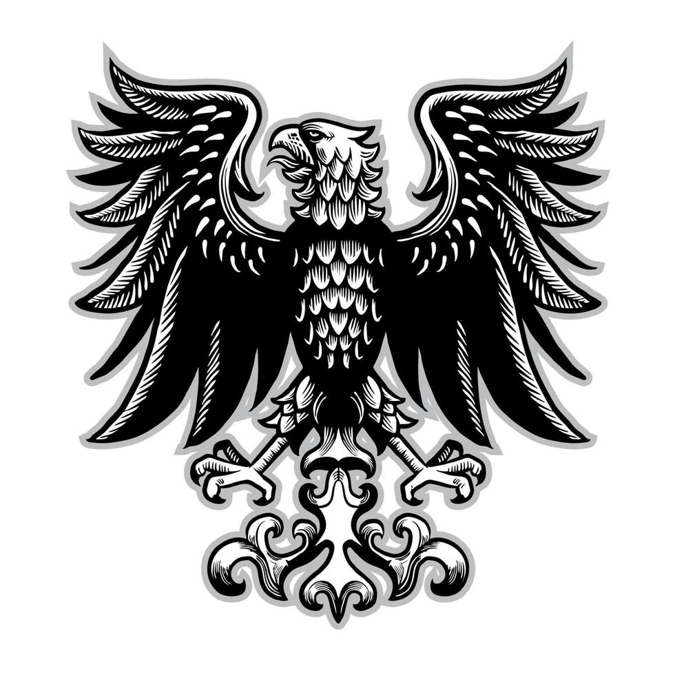 eagle heraldry in classic pen style vector