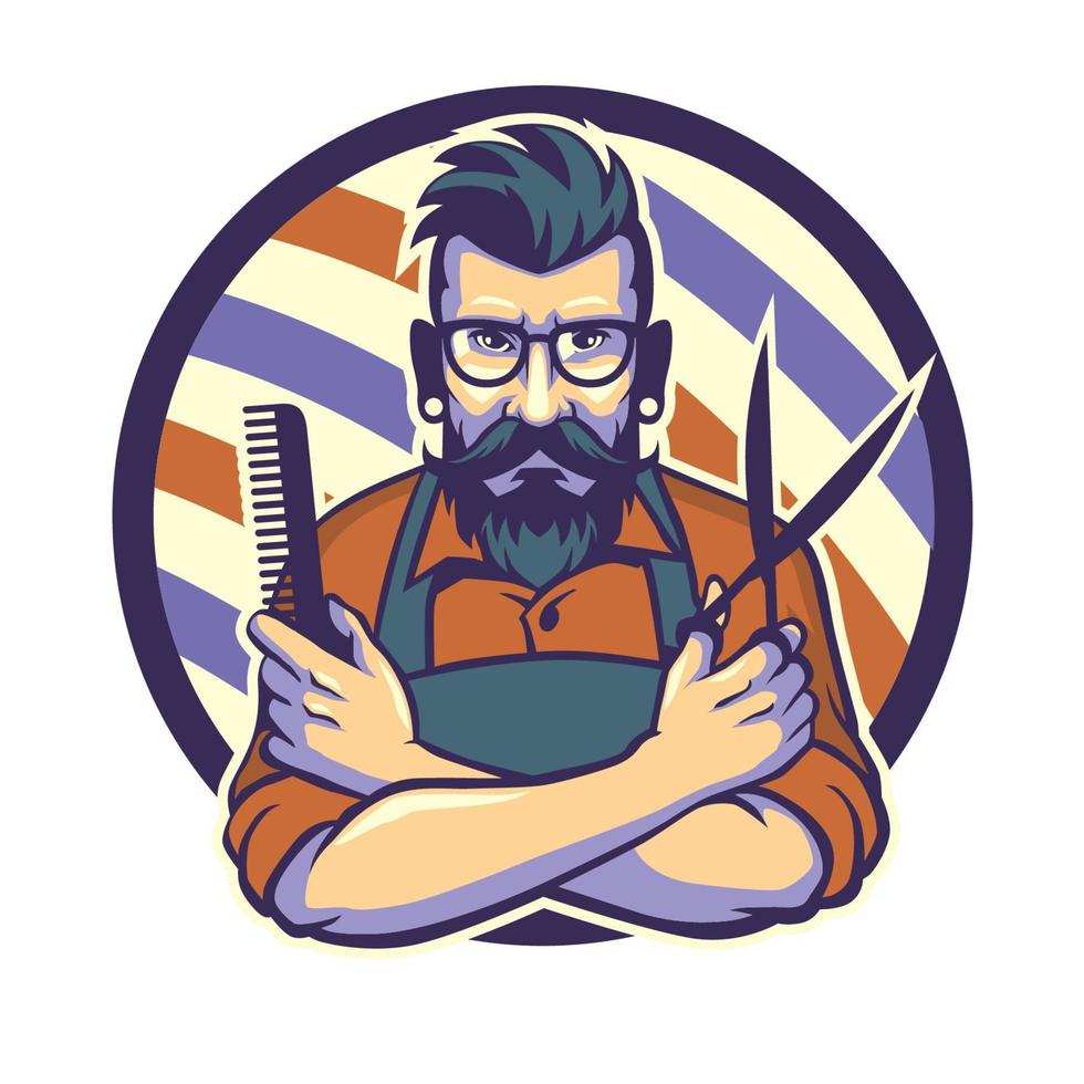 the hairstylish barbershop vintage style logo vector