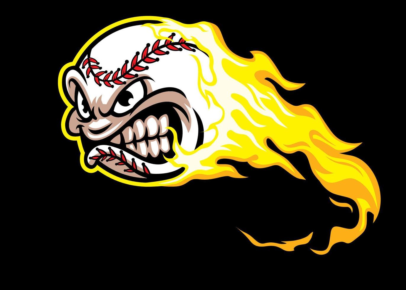 baseball ball character mascot burning fire vector