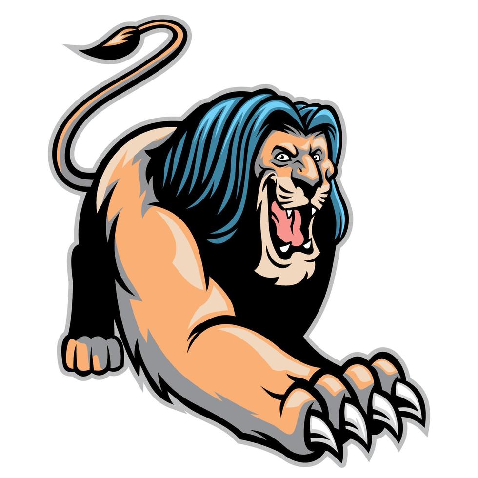 crawling lion mascot vector