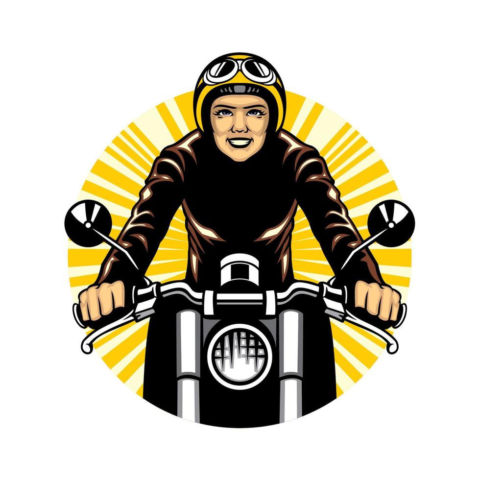 mujer paseo un motocicleta vector