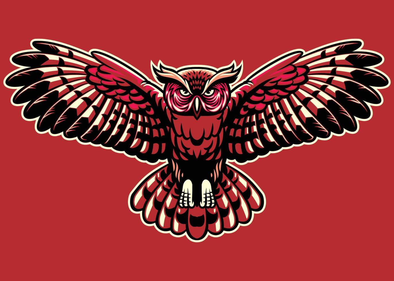 Owl spreading the wings vector