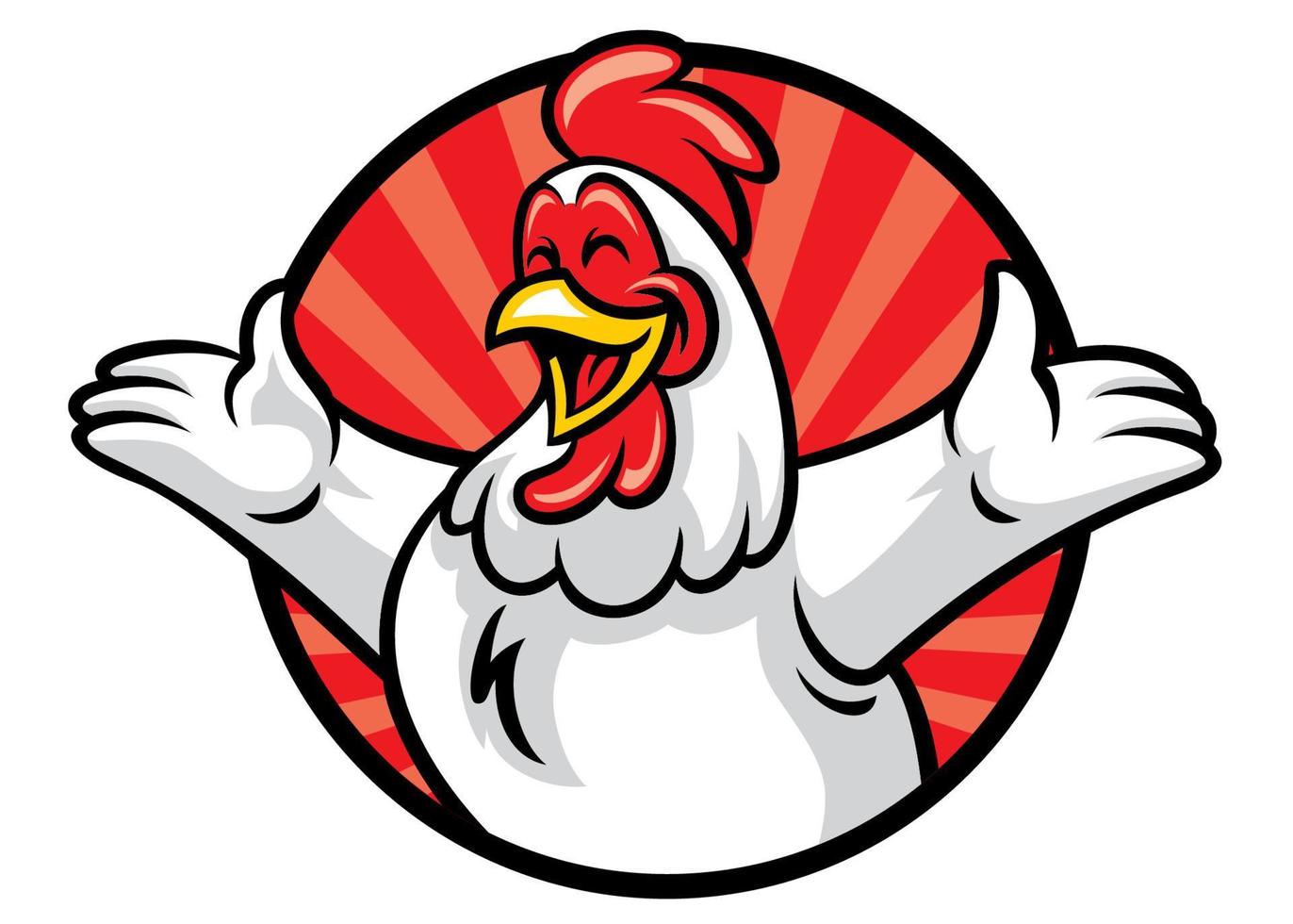 Cheerful Chicken mascot funny logo style vector