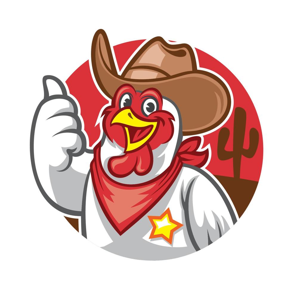 chicken cowboy thumb up vector
