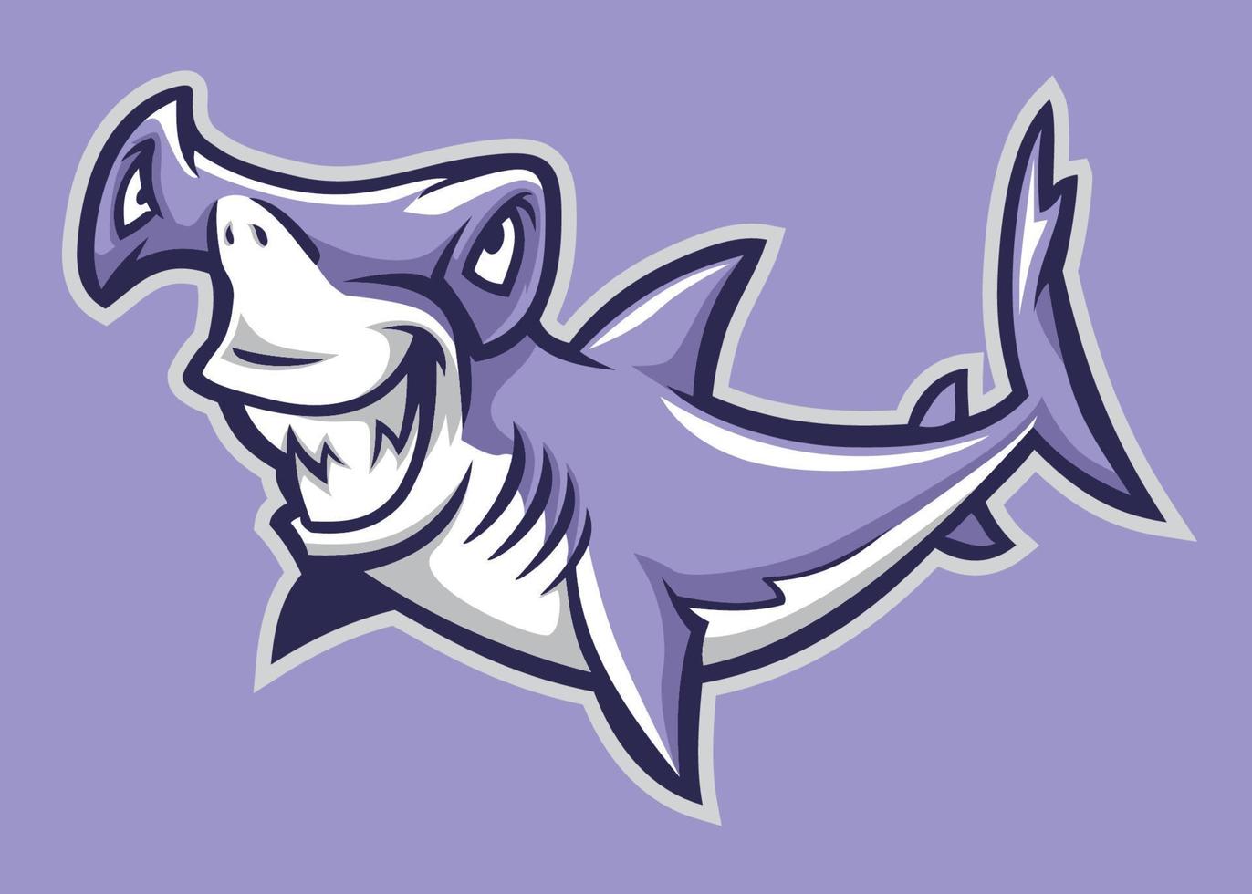 hammerhead shark cartoon style vector