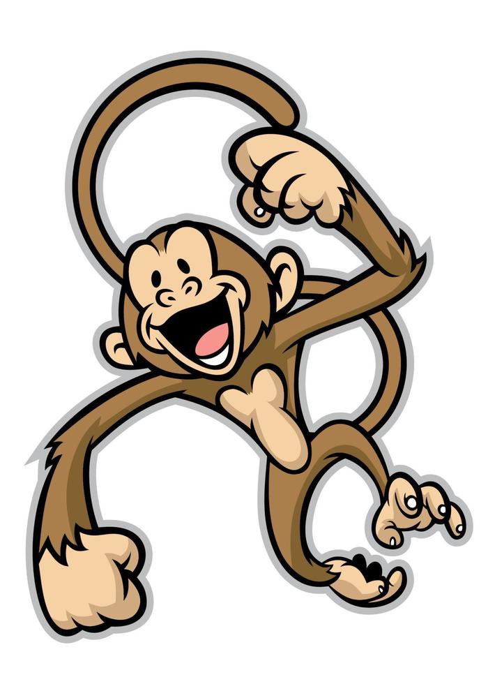 cheerful cute monkey long tailed vector