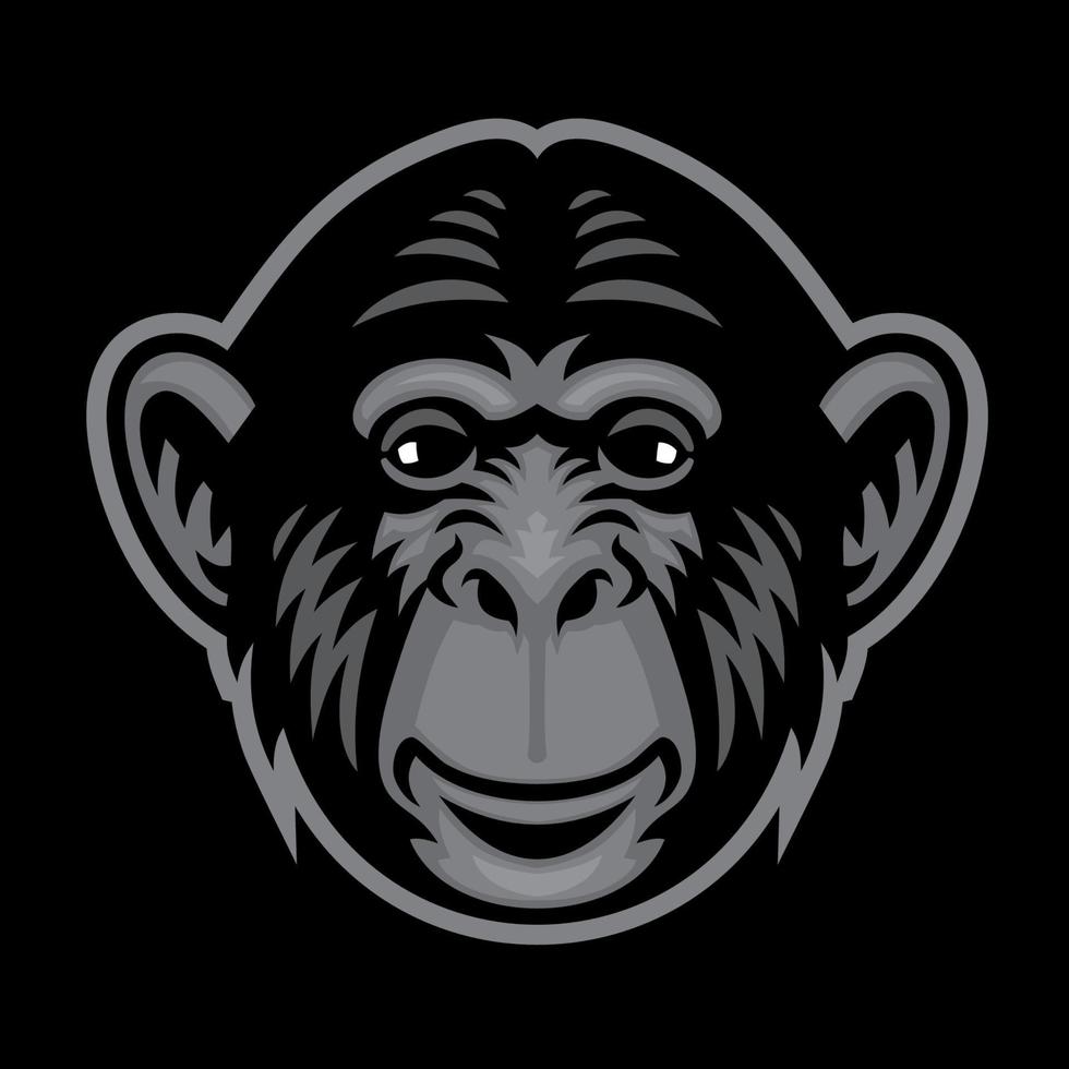 chimpance cabeza logo mascota estilo vector