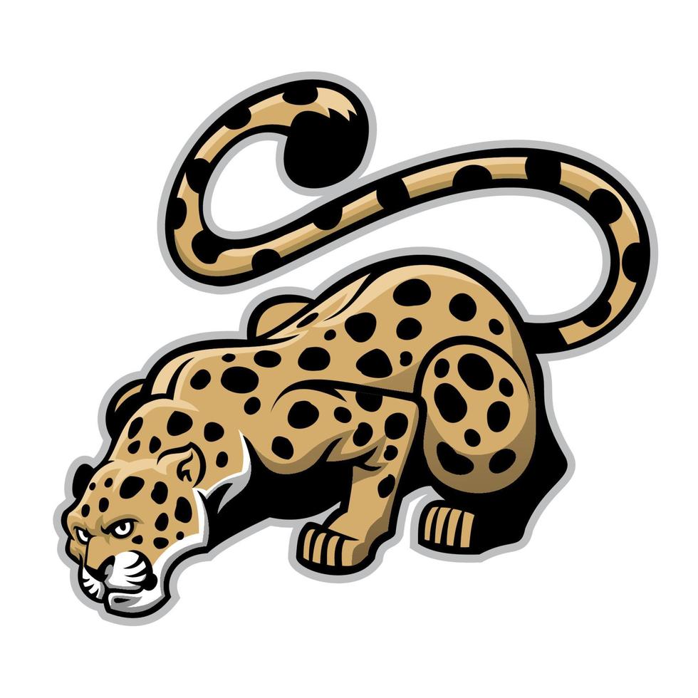 crouching leopard mascot vector