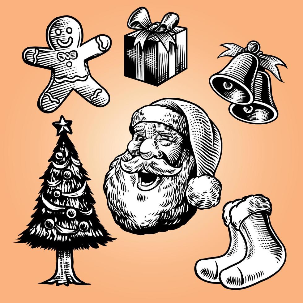 mano dibujado estilo de Navidad colección vector