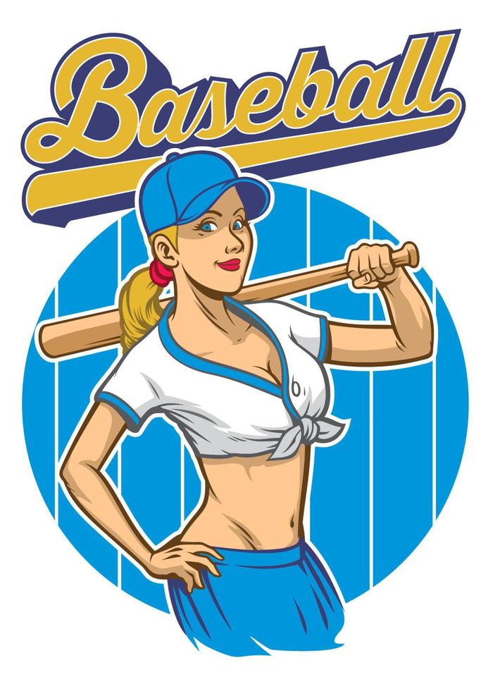 Sexy girl of baseball player pose vector