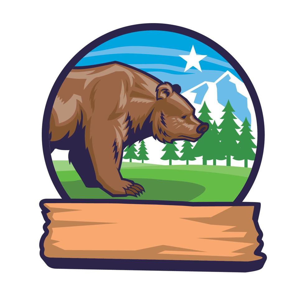 bear mascot with nature background vector