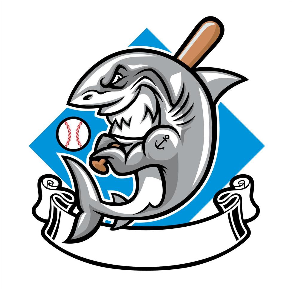shark baseball mascot vector