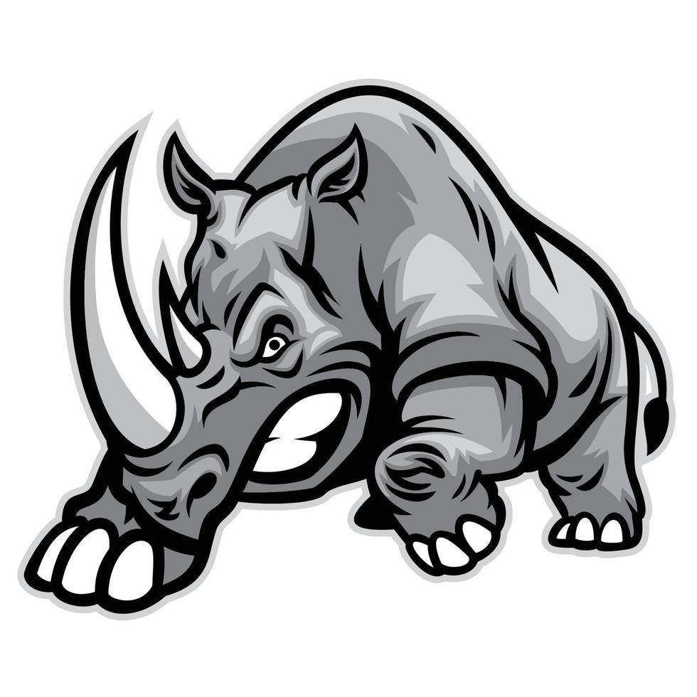 angry rhino ready to ram in sport logo style vector