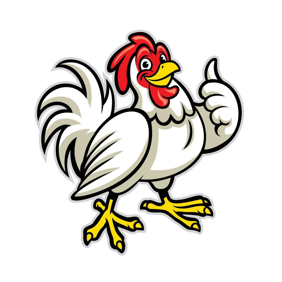 Chicken cartoon thumb up vector