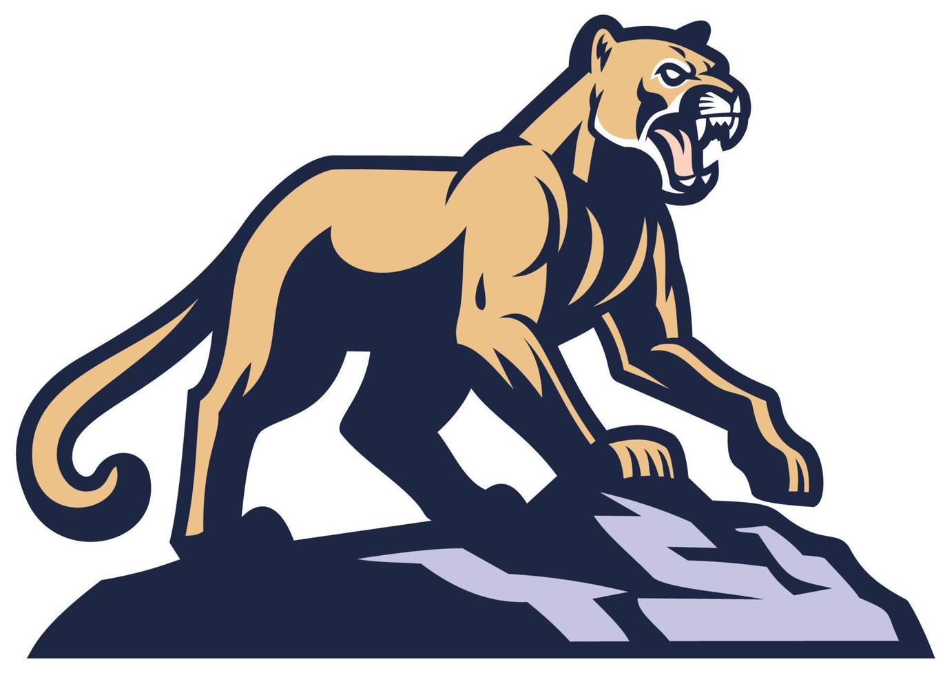 cougar mascot standing on the rock vector