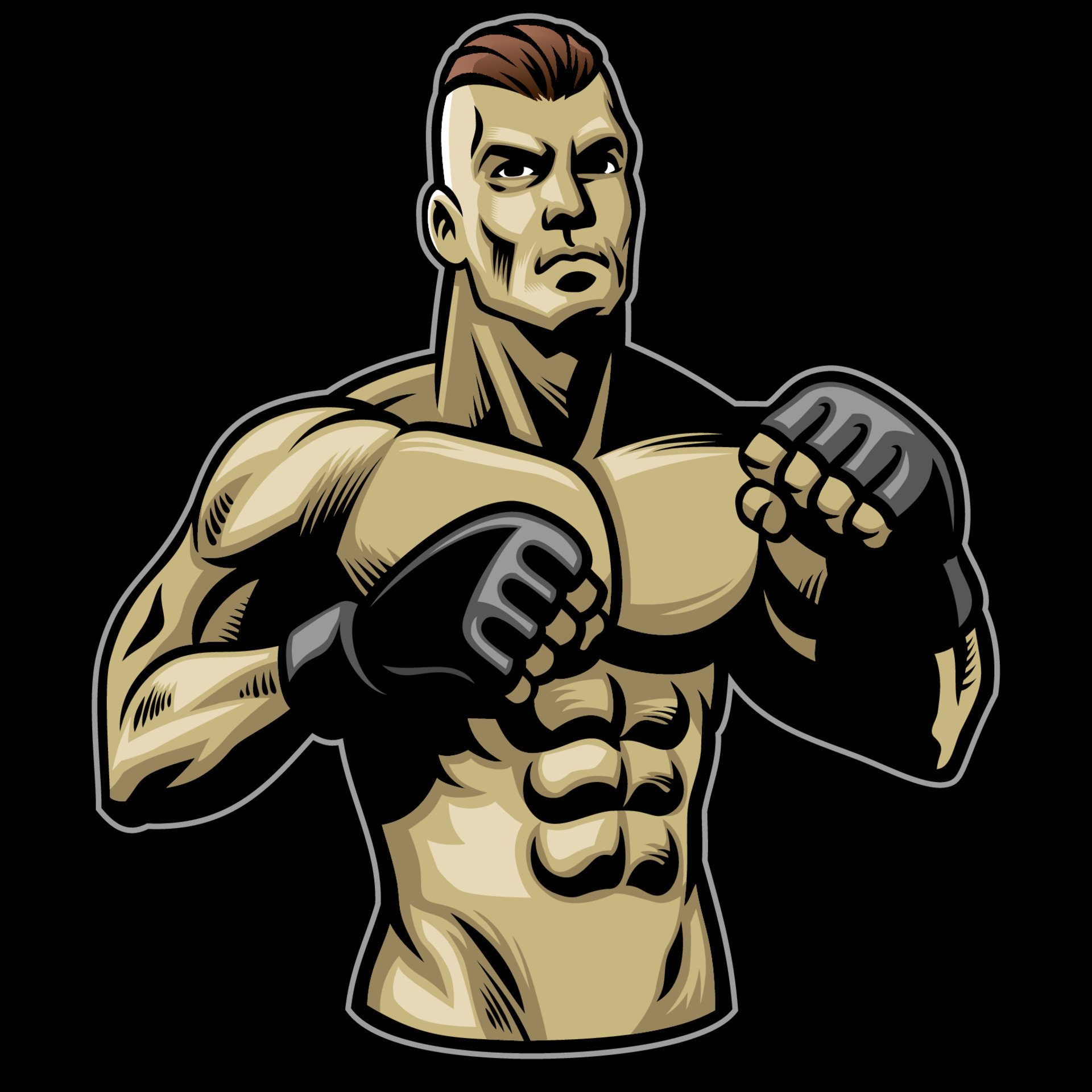 MMA Fighter pose with big muscle body 20630655 Vector Art at Vecteezy