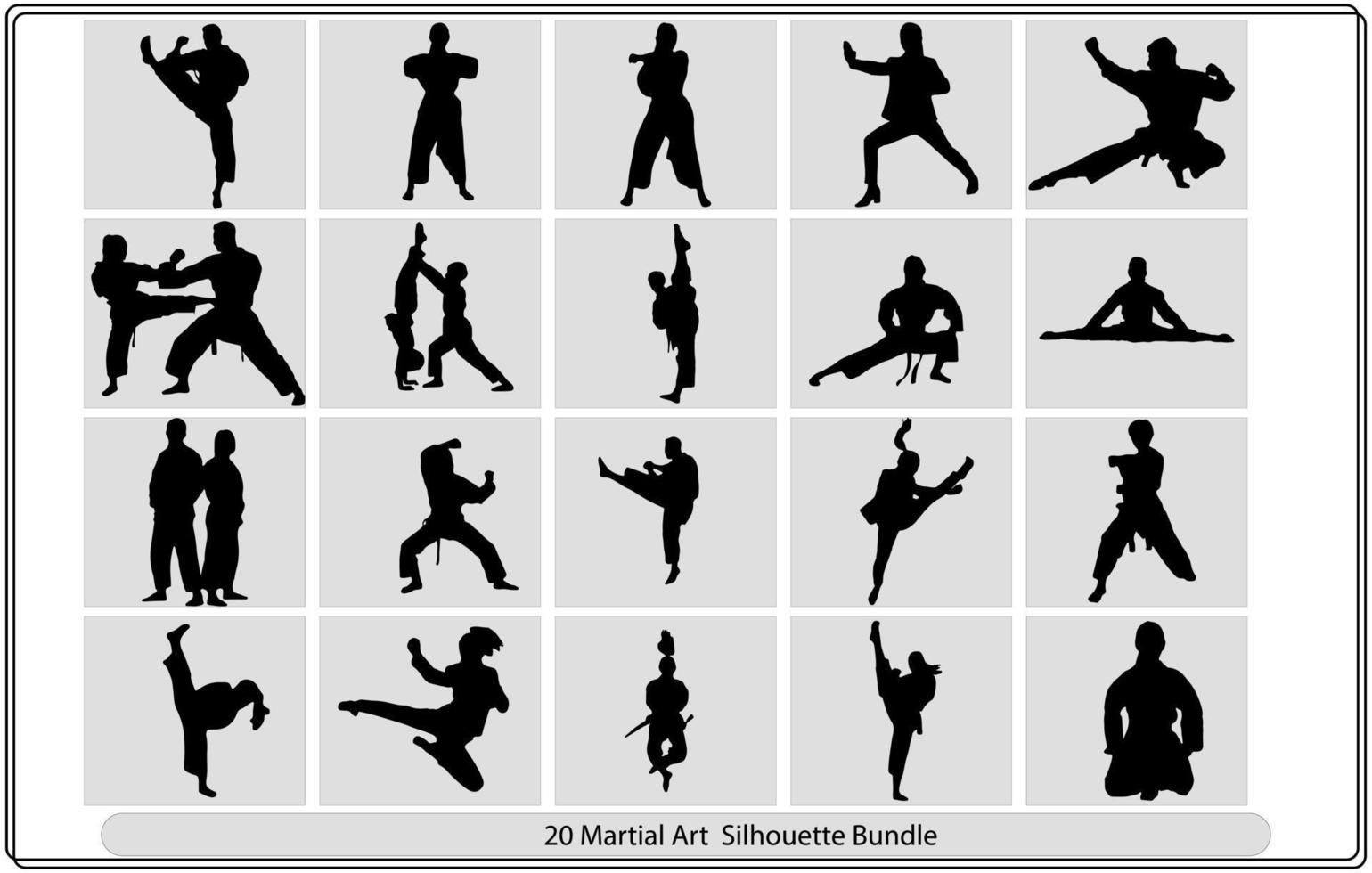 Martial poses Vactor , Karate art illustrator set vector