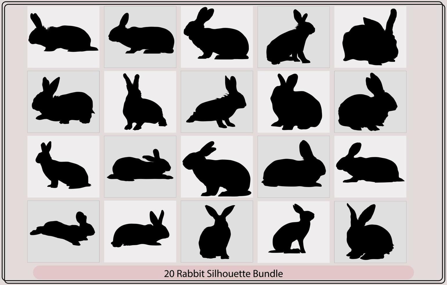 Set of different rabbits silhouettes for design use. vector