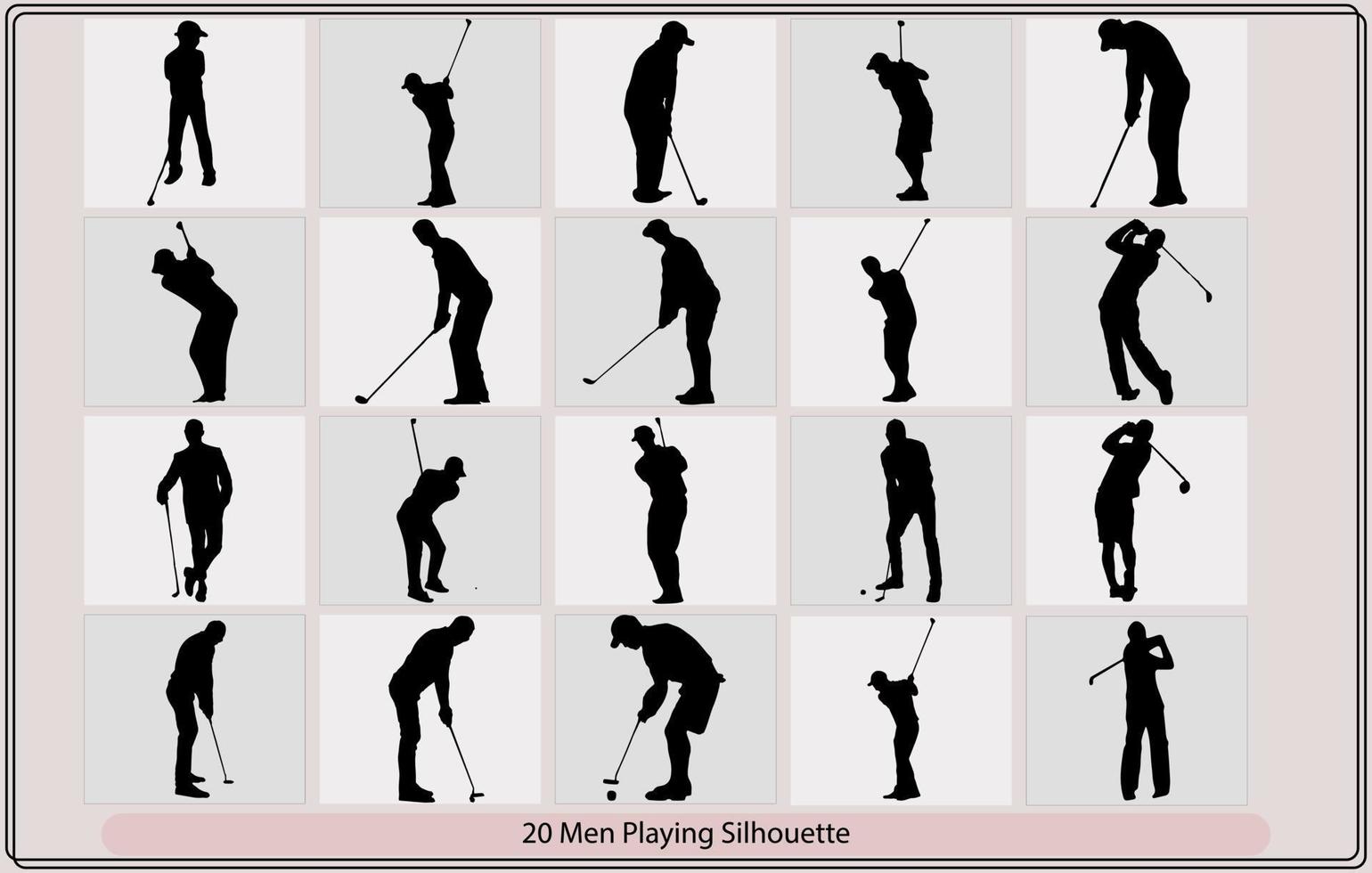 Man playing golf,black sketch golfer,A set of golfer sports people playing golf in various poses vector