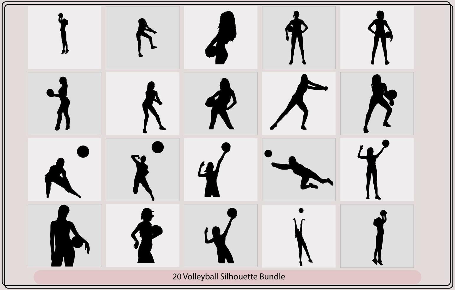 Volleyball woman player vector background set