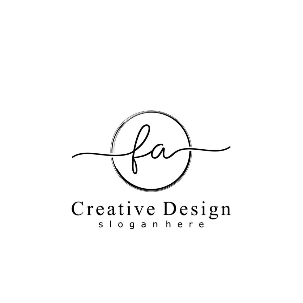 Initial FA handwriting logo with circle hand drawn template vector