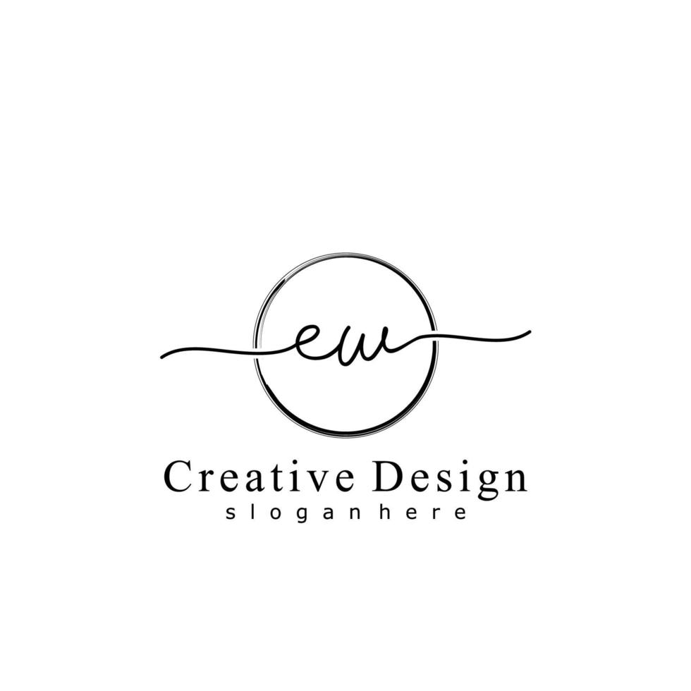 Initial EW handwriting logo with circle hand drawn template vector