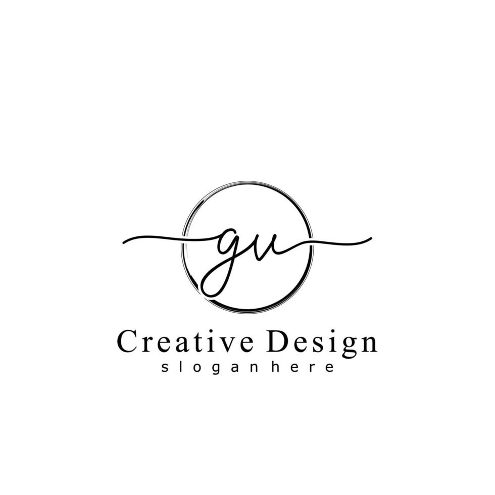 Initial GV handwriting logo with circle hand drawn template vector