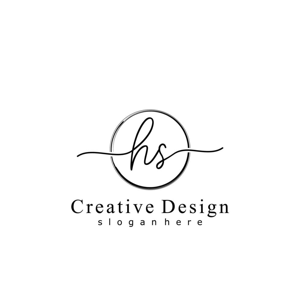 Initial HS handwriting logo with circle hand drawn template vector