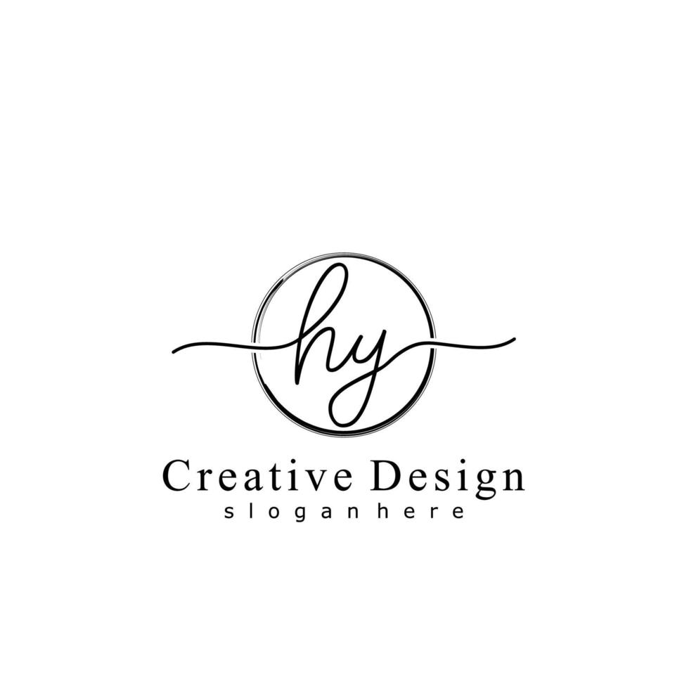 Initial HY handwriting logo with circle hand drawn template vector