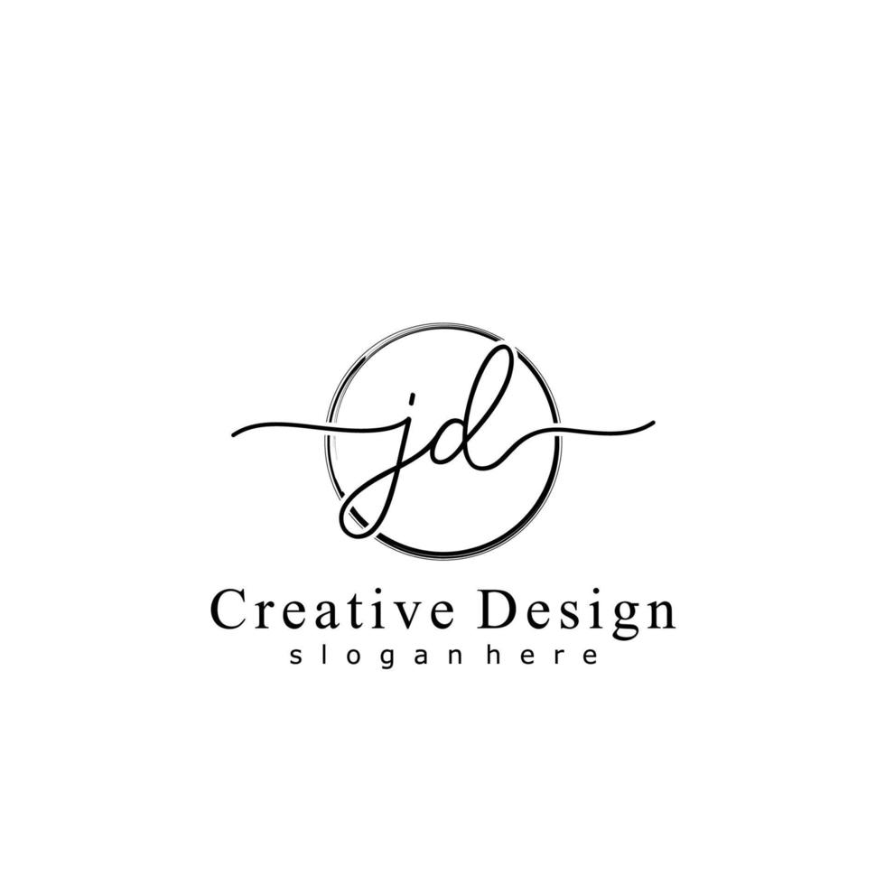 Initial JD handwriting logo with circle hand drawn template vector
