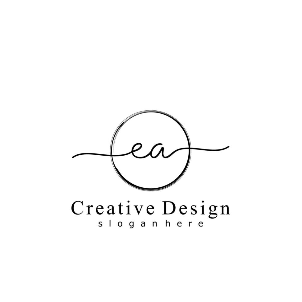 inicial ea escritura logo con circulo mano dibujado modelo vector