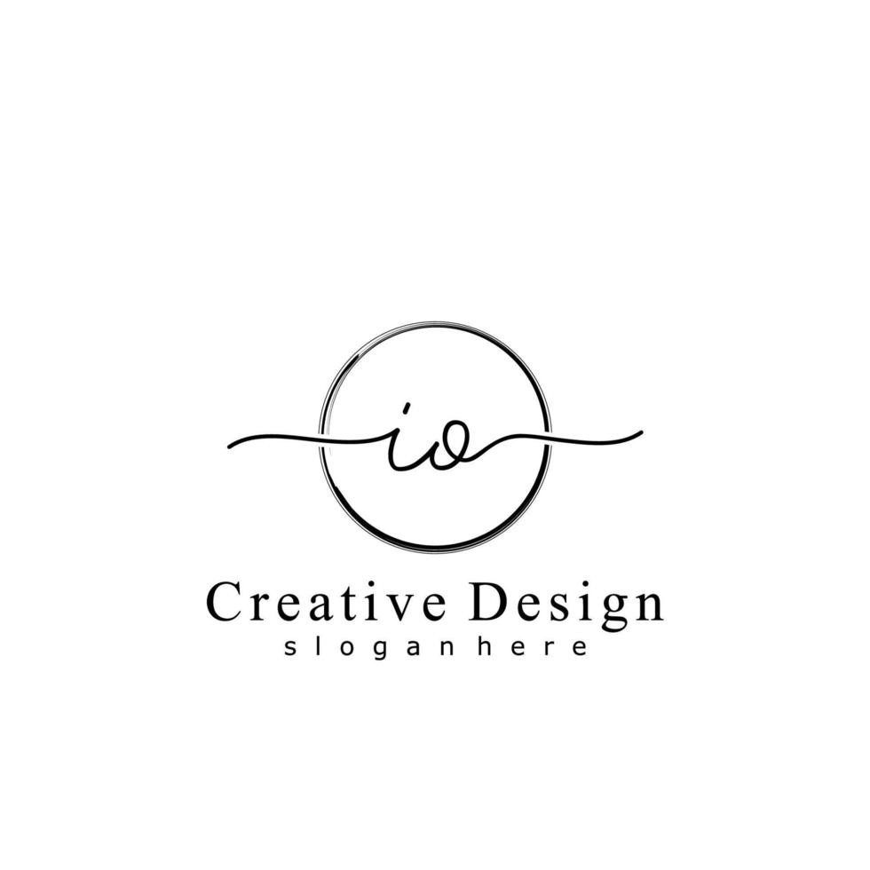 Initial IO handwriting logo with circle hand drawn template vector