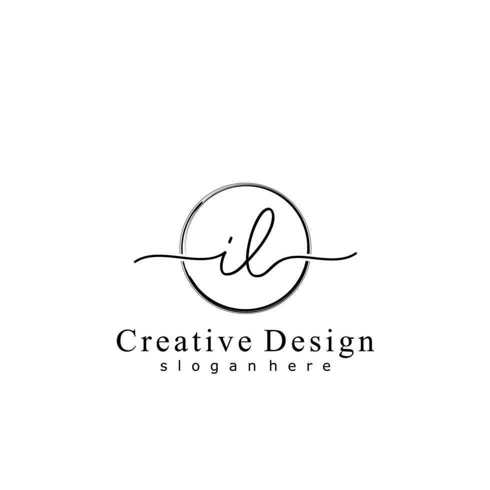 Initial IL handwriting logo with circle hand drawn template vector