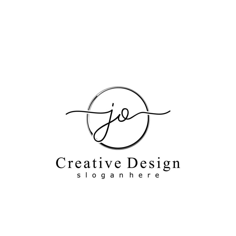 Initial JO handwriting logo with circle hand drawn template vector