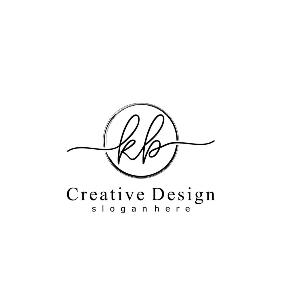 Initial KB handwriting logo with circle hand drawn template vector