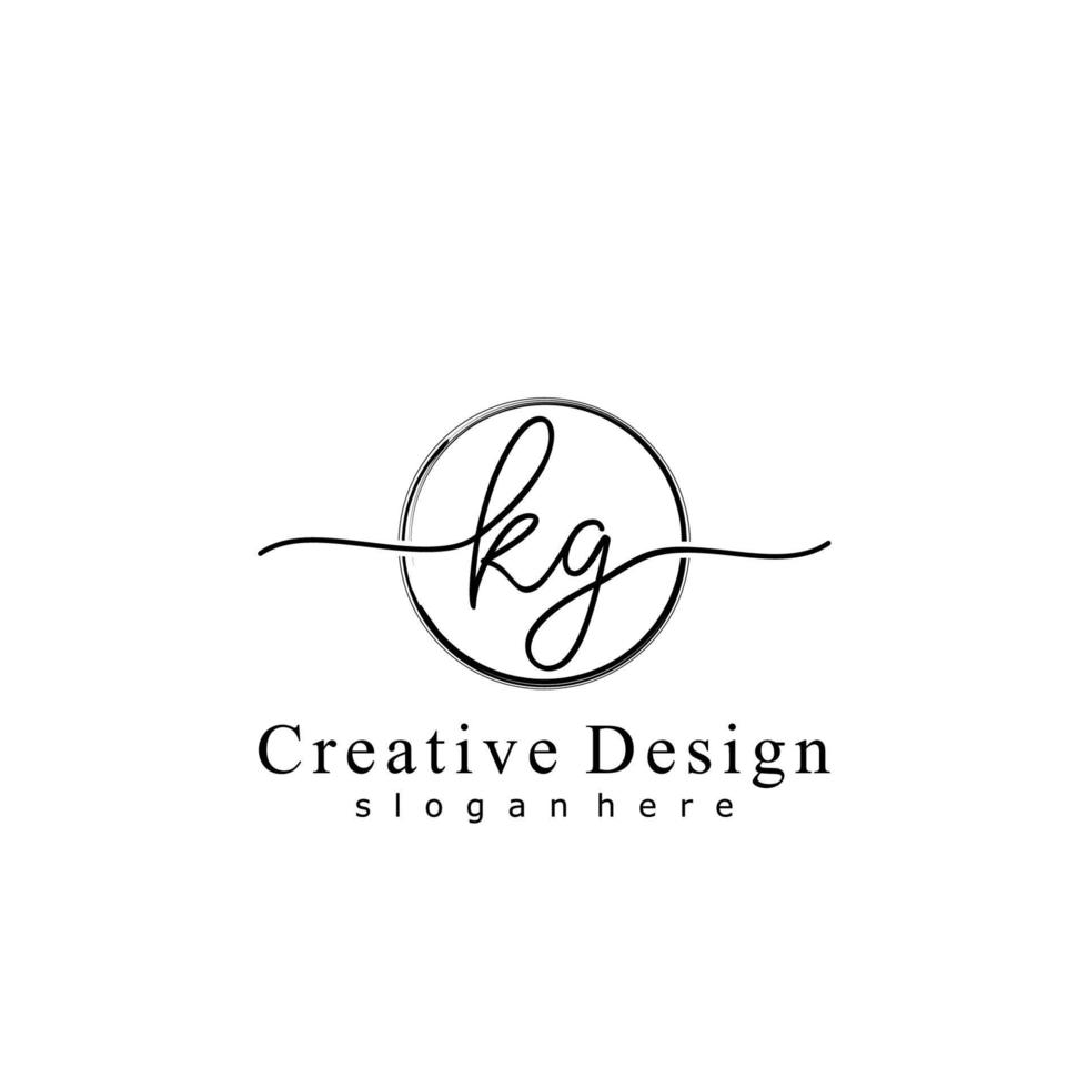 Initial KG handwriting logo with circle hand drawn template vector