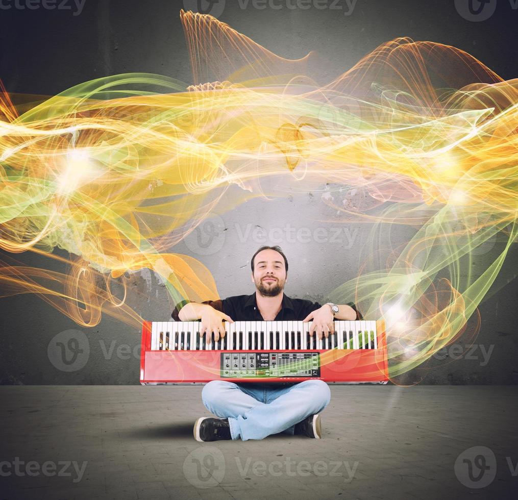 Piano and golden waves photo
