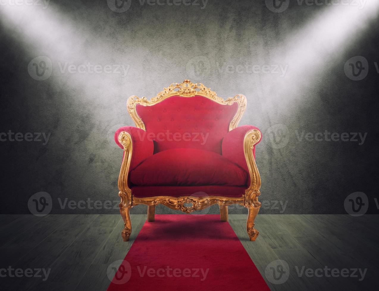 Red and gold luxury armchair. concept of success and glory photo