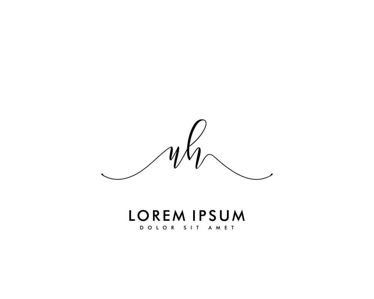 Initial letter UH Feminine logo beauty monogram and elegant logo design, handwriting logo of initial signature, wedding, fashion, floral and botanical with creative template vector