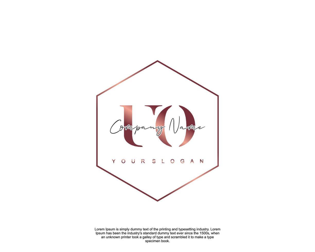 Initial letter UO Feminine logo beauty monogram and elegant logo design, handwriting logo of initial signature, wedding, fashion, floral and botanical with creative template vector
