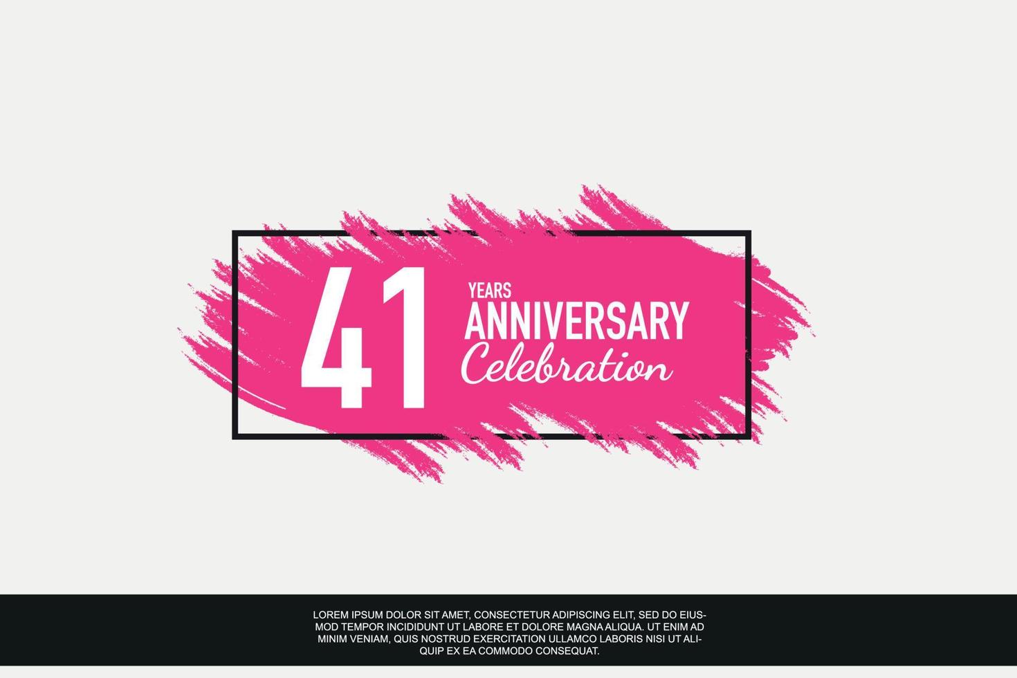 41 año aniversario celebracion vector rosado diseño en negro marco en blanco antecedentes resumen ilustración logo