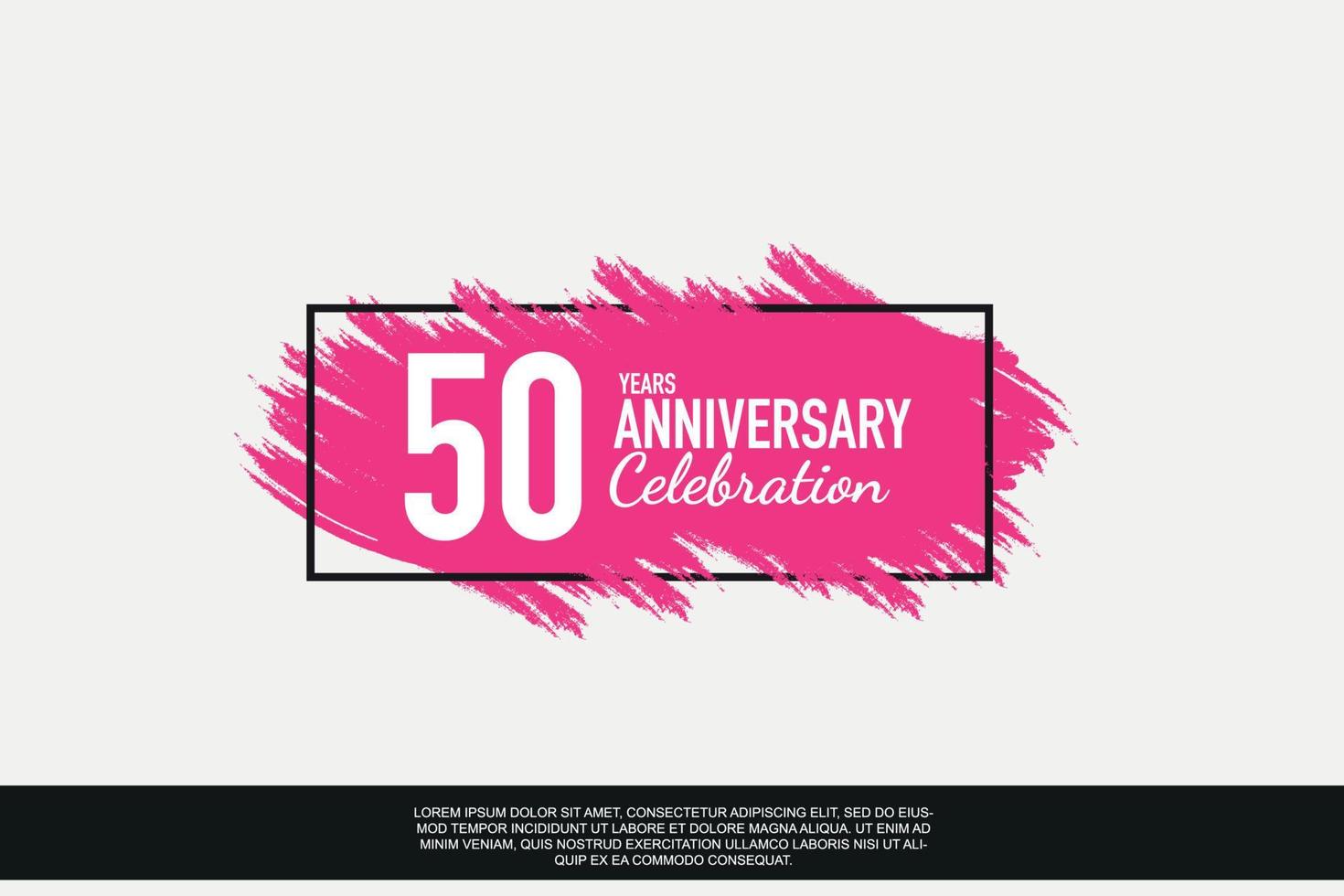 50 year anniversary celebration vector pink design in black frame on white background abstract illustration logo